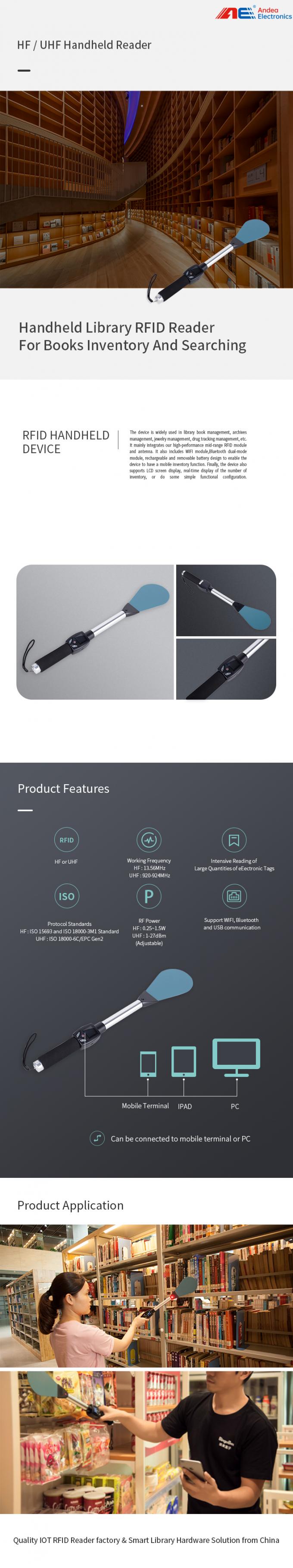 UHF Handheld RFID Bluetooth Reader Writer ISO18000-6C EPC Gen2 with ...