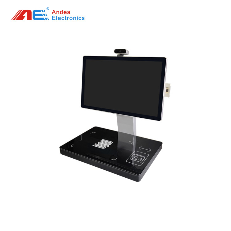 21.5 Inches Touchscreen UHF RFID Library Book Check In / Out Machine Self Service Kiosk RFID Library System Workstation