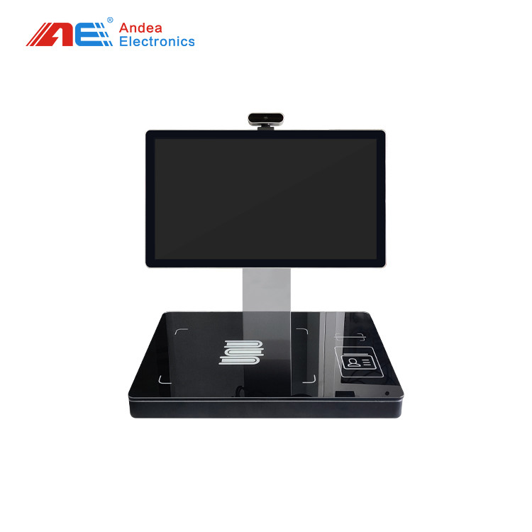 21.5 Inches Touchscreen UHF RFID Library Book Check In / Out Machine Self Service Kiosk RFID Library System Workstation
